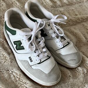 New Balance White and Green Kids Sneakers